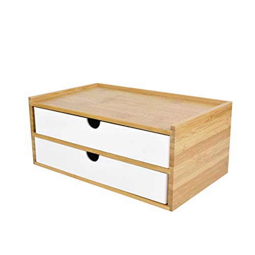 Verve Jelly Desktop Schubladenbox Holz, Aufbewahrungsbox mit Schubladen Vintage Schmuckkästchen Holzkästchen Holzbox mit Schubfach Organizer Holz Tischkommode zur Aufbewahrung (Weiß, 2 Stöckig) von Verve Jelly