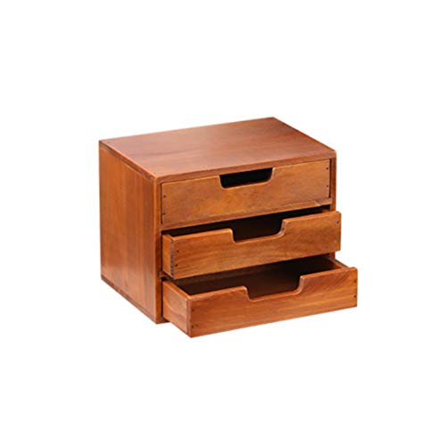 Verve Jelly Make-Up Organizer mit 3 Schubladen, quadratische Schubladenbox aus Holz, kompakter Schubladenturm für Schminke und Kosmetika, aufbewahrung mit schubladen Holz von Verve Jelly