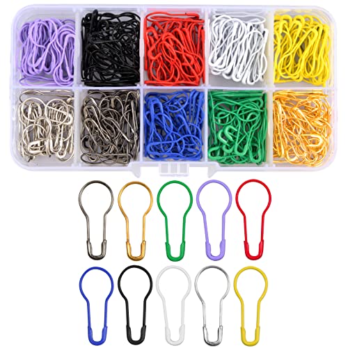 300pcs 10 Farben Sicherheitsnadeln mit Aufbewahrungsbox Birne Pins Eisen Kürbis Pin Sicherheitsnadeln Calabash Pin Häkeln für Stricken Maschenmarkierer DIY Fertigkeit-Herstellung von Vesaneae