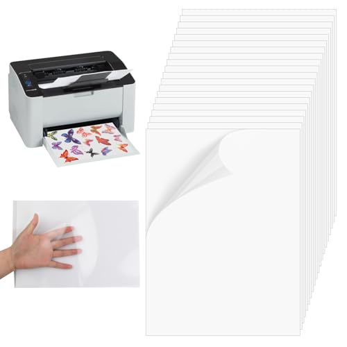 Vesaneae 20 Blatt Aufkleber Papier für Drucker A4, Selbstklebende Folie zum Bedrucken, Druckerpapier Transparent, Klebefolie Druckerpapier für Tintenstrahl- und Laserdrucker (Klar, nicht wasserfest) von Vesaneae