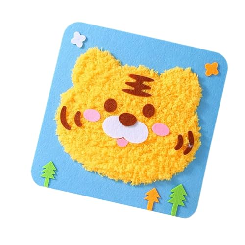 Vesidoloy Cartoon Animal Sewing Craft Kit, Stickerei Doll Set | Punch Nadel Creative Stickerei Set,Sicheres interaktives Nähwerkskit für Mädchen Anfänger von Vesidoloy