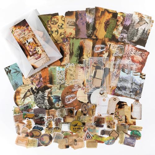 200 Stück Scrapbooking Aufkleber Set Vintage Scrapbooking Sticker Set Scrapbook Sticker Scrapbook Aufkleber Scrapbooking Zubehör Aufkleber für Sammelalbum DIY Fotoalbum Tagebuch Notizbuch von Veszoen