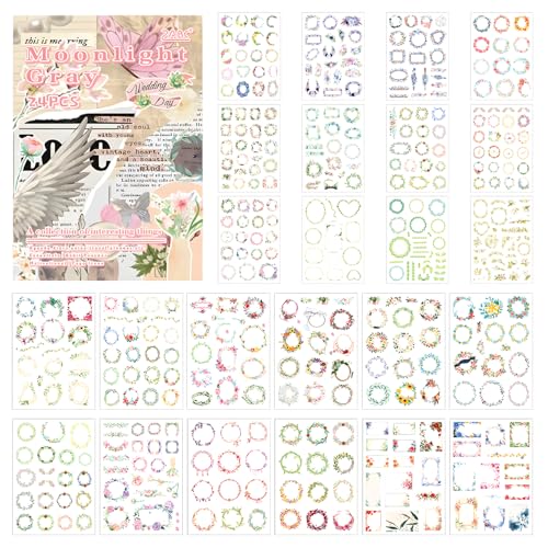 446 Stück/24 Blatt Scrapbooking Sticker Set Pflanzen Scrapbooking Aufkleber Scrapbook Stickers Scrapbooking Zubehör Aufkleber für Journaling Fotoalbum Sammelalbum Kalender Notizbuch von Veszoen