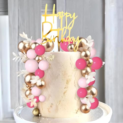 59 Stück Tortendeko Kugeln Tortendeko Geburtstag Kugel Mini Balls Cake Topper Schaum Ball Kuchen Topper Kuchen Dekoration Kugel für Hochzeit Birthday(Rosa, Gold) von Veszoen