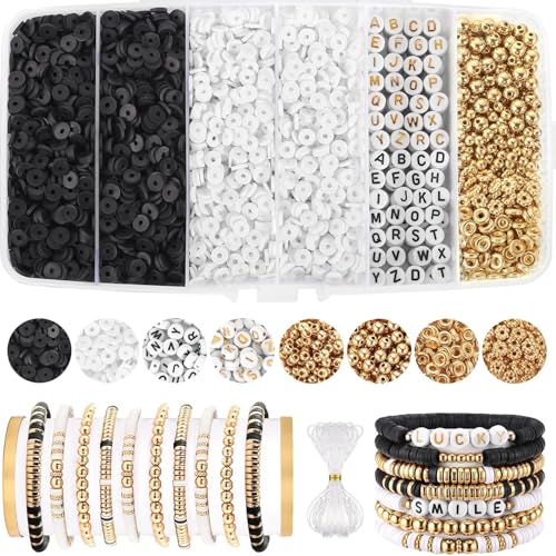 Veszoen 4665 Stück Perlen für Armbänder 6mm Armbänder Selber Machen Set Alphabet Perlen Bracelet Making Kit Perlenset DIY Bracelet Making Kit Buchstabenperlen für Armbänder, Halsketten und Ohrringe von Veszoen