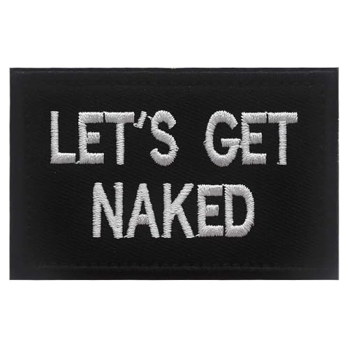 Bestickter Aufnäher mit Aufschrift "Let's Get Naked", 7,9 x 5,1 cm, Klettverschluss, lustiger Spruch, Applikation für Hemden, Rucksäcke, Hüte, Jacken (Let's Get Naked) von Veworn