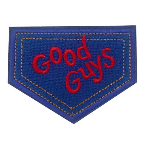 Good Guys Embroidered Iron / Sew On Patch Funny Punk Biker Emblem Gothic Armband Child's Play Badge for Shirts Applique Horror Kostüm Halloween Cosplay Souvenir (Blau) von Veworn