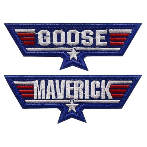 Goose & Maverick lustiger bestickter Aufnäher zum Aufbügeln oder Aufnähen, 9,7 x 5,6 cm, bestickt, zum Aufbügeln, für Hemden, Rucksäcke, Hüte, Jacken, (Gans & Maverick Weiß) von Veworn