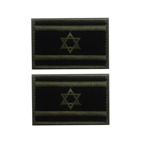 Jüdische Israel Nationalflagge Patch bestickt Uniform Taktische Militär Israeli Patch Applique mit Klettverschluss (Set von 2 schwarz grün) von Veworn