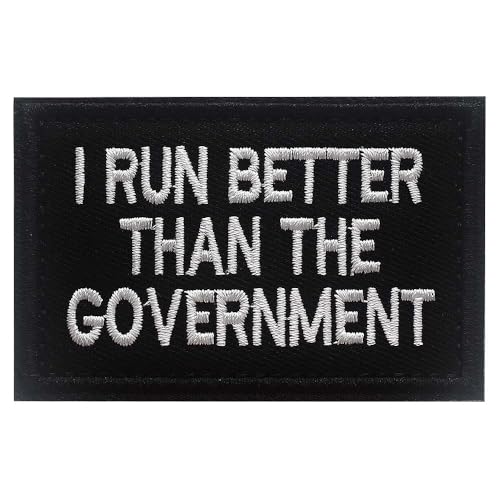 Lustiger bestickter Aufnäher mit Aufschrift "I Run Better Than The Government" mit 7,9 x 5,1 cm Klettverschluss für Hemden, Rucksäcke, Hüte, Jacken, Applikation (I Run Better Than The Government) von Veworn