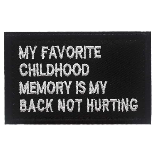 Lustiger bestickter Aufnäher mit Aufschrift "My Favorite Childhood Memory is My Back Not Hurting", 9,7 x 5,6 cm Klettverschluss für Hemden, Rucksäcke, Hüte, Jacken (My Favorite Childhood Memory) von Veworn