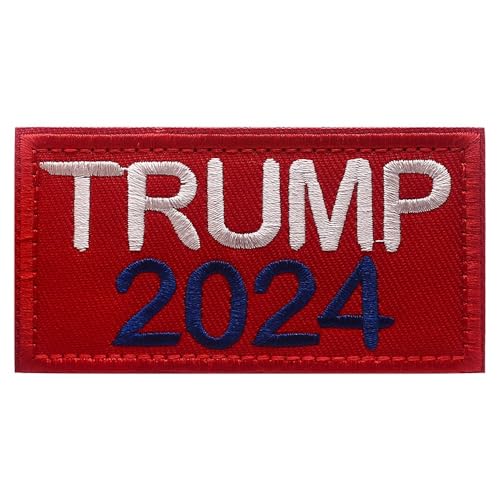 Trump 2024 Take America Back bestickter Aufnäher "Save America Again", lustige Flaggen, Aufkleber mit 7,9 x 3,8 cm Klettverschluss für Hemden, Rucksäcke, Hüte, Jacken (Trump 2024, Rot) von Veworn