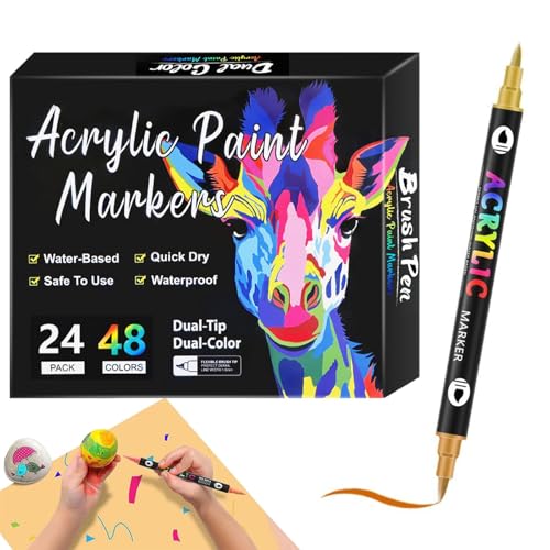 Vgvgaj Doppelseitige Marker, Marker mit doppelter Spitze | Journaling-Marker - Kinder-Erwachsene-Marker-Set, Acryl-Zeichnungsmarker, Kunst-Skizzenmarker zum Malen von Künstlern von Vgvgaj