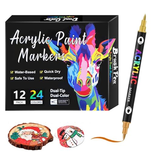 Vgvgaj Doppelseitige Marker, Marker mit doppelter Spitze - Kunststift-Set | Kunstmarker für Erwachsene, Kinder, Acryl, zum Malen, Skizzieren, Zeichnen, für Künstler, Schulbedarf von Vgvgaj