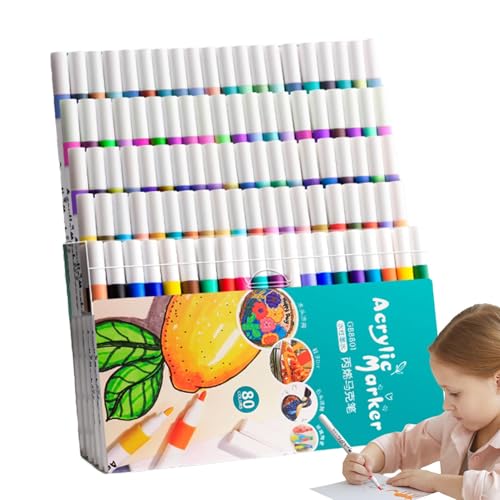 Vgvgaj Stoffmarker für Kinder,Marker für Kinder | Pinselspitzen-Lackstift | Farben Künstlerbedarf, wasserfester, schnell trocknender Bastelstift für Papier, Keramik, Steine, Rucksäcke, Glas von Vgvgaj