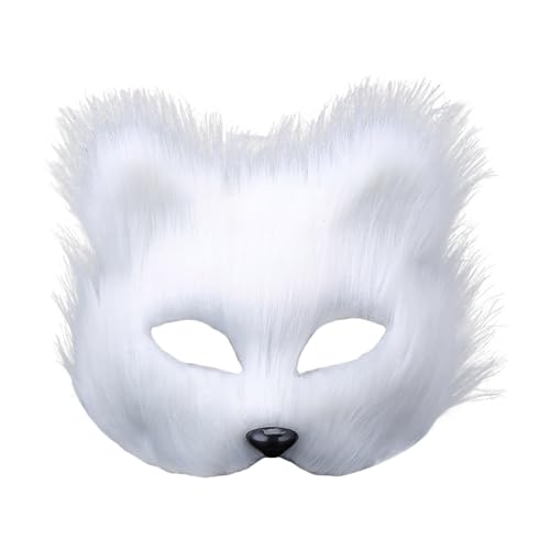 Vhersily Fuchs Maske Plüsch Therian Maske Pelzig Katze Maske Halloween Maske Für Männer Frauen Tier Maske Katze Gesicht Maskerade Dekoration von Vhersily