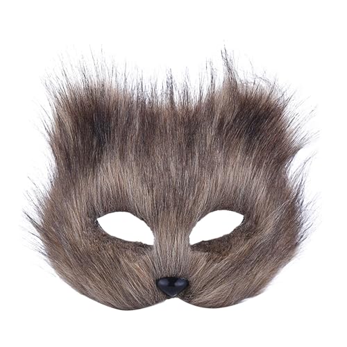 Vhersily Fuchs Maske Plüsch Therian Maske Pelzig Katze Maske Halloween Maske Für Männer Frauen Tier Maske Katze Gesicht Maskerade Dekoration von Vhersily