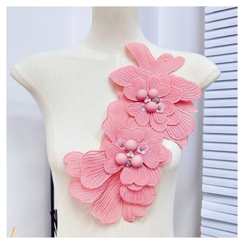 Blumentuch Patch Brosche Pin Perlenstickerei Kleidung Aufkleber Kleid Hochzeitskleid DIY Zubehör(Pink) von VhoMes