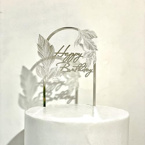 Cake Topper Happy Birthday Tortendeko Geburtstag Kuchen Deko für Mädchen Jungen Frauen Mann (Silber) von Vhtanop