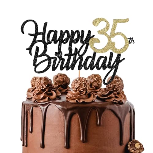 Vhtanop Happy Birthday Tortendeko, 35. Geburtstag mann Deko und frau, Cake Topper Geburtstag, Happy Birthday Cake Topper Personalisiert Glitzerndes von Vhtanop