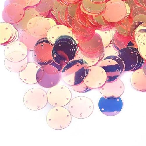 Pailletten 4 Löcher Silber-Gold-Pailletten for Basteln, flache große runde Pailletten, Kleidungsstück-/Handtaschen-Zubehör, DIY-Flocken 20 mm/25 mm/35 mm-Rosa, 20 mm(Pink,35 mm) von ViLLeX