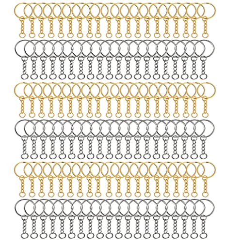 100 Stück 25mm Schlüsselring mit Kette,Schlüsselanhänger Ringe,Metall Schlüsselringe,Schlüsselanhänger Zubehör,für Schlüssel Handwerk DIY, Schmuckherstellung von ViLiyDuo