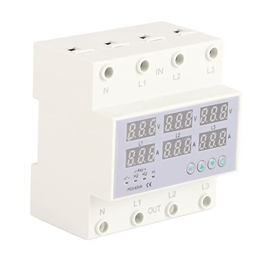 3 Phase Energy Messer DIN Rail Elektrizitätsverbrauchsmonitor Wechselstrom 390-500 V Voltmeter Amperemeter Frequenzleistung Messgerät (63A) von ViaGasaFamido