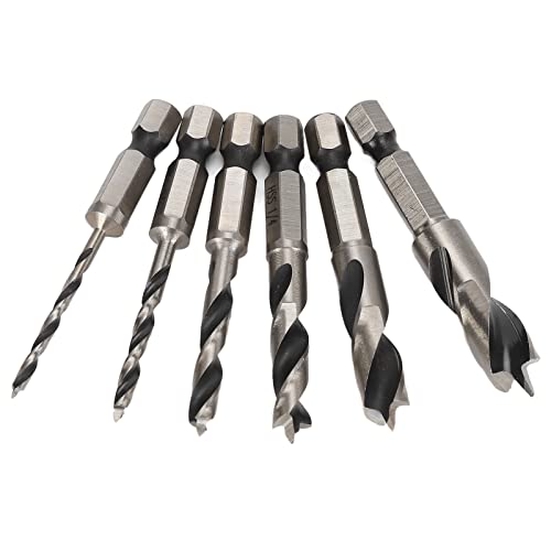 3 Punkt Holzbearbeitungsbohrer, 6pcs 3 Punktbohrer Bit Hochgeschwindiger Stahl Imperial Holzbohrer für Eichenaha-Ahorn-Kirschmöbel, Brad-Punkt-Bohrer-Teile von ViaGasaFamido