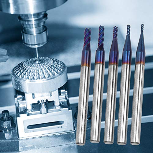 Mahlschneider, 5 PCs CNC End Mill Bit Set, CNC -Router -Bits Schneiden von Fräsenwerkzeugstecher CNC -Rotationsbits Blue Nano -beschichtete Wolfram, Endmills von ViaGasaFamido