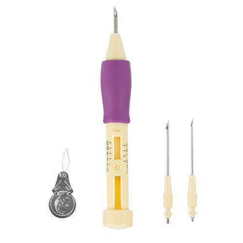 ViaGasaFamido Sticknadel Punch Set, Sticknadel Punch Stickerei Starter Kit 3 Größen DIY Craft Needle Stickstift Tool Set für Anfänger DIY Threaders Maker[Yellow+Purple] Betonwerkzeuge von ViaGasaFamido