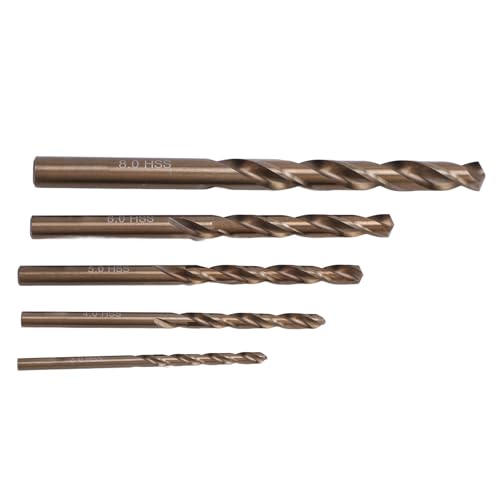 Straight Shank Drill Bit Kit, 5pcs M2 Hochgeschwindigkeits -Stahl -Drehbohrbohrer Set 3 4 5 6 8 Mm Exquisite Handwerkskunst Tragbares Design, Jobber Drill Bits von ViaGasaFamido