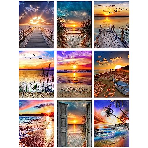 9 Pack Diamond Painting Erwachsene-Diamond Painting Landschaft,Diamond Painting Sonnenuntergang Basteln Erwachsene(9er set,30x40cm) von Viart