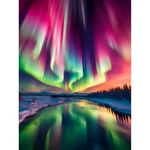 Diamond Painting Aurora-5D Diamond Painting Erwachsene Landschaft,Kulisse Diamond Painting Bilder Erwachsene für Home Wand Dekor(Aurora,30x40cm) von Viart