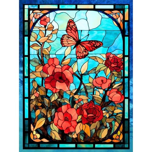 Diamond Painting Blume-5D Diamond Painting Erwachsene,Blumen Diamond Painting Bilder für Home Wand Dekor(Schmetterlinge,30x40cm) von Viart