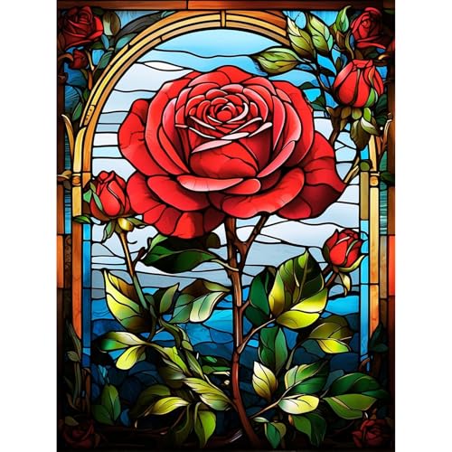 Diamond Painting Blumen-5D Diamond Painting Erwachsene Rose,Blume Diamond Painting Bilder für Home Wand Dekor(Blume,30x40cm) von Viart