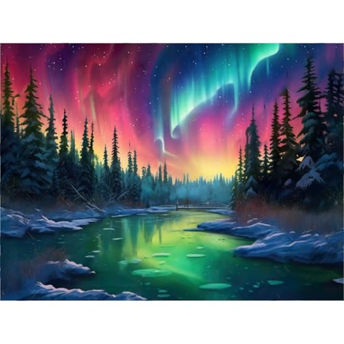 Diamond Painting Erwachsene Aurora-5D Diamond Painting Erwachsene Landschaft,Kulisse Diamond Painting Bilder Erwachsene für Home Wand Dekor(Aurora,30x40cm) von Viart