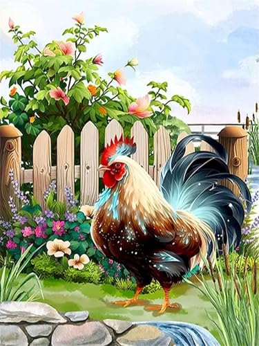 Diamond Painting Erwachsene Huhn-Diamant Painting Bilder Erwachsene Huhn,5D Diamond Painting Bilder Tiere Für Haus Dekoration(30x40cm) von Viart