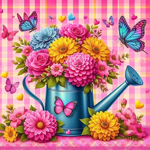 Diamond Painting Erwachsene Rosa Gänseblümchen-Diamant Painting Bilder Erwachsene Blumen,5D Diamond Painting Bilder Gänseblümchen Für Haus Dekoration(30x30cm) von Viart