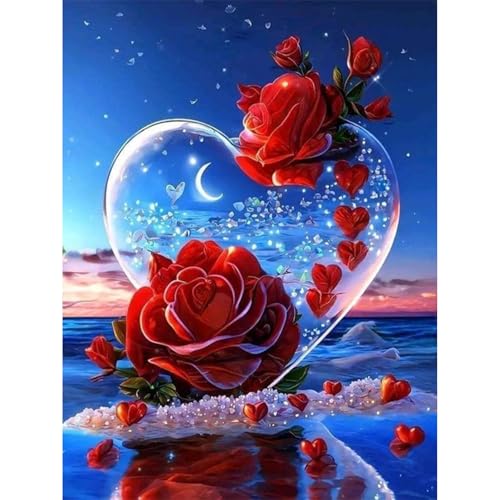 Diamond Painting Rose-5D Diamond Painting Erwachsene Blume,Strand Diamond Painting Bilder für Home Wand Dekor(Blume,30x40cm) von Viart