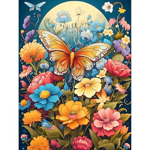 Diamond Painting Schmetterling-5D Diamond Painting Erwachsene,Blume Diamond Painting Bilder für Home Wand Dekor(30x40cm) von Viart