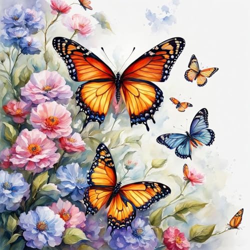 Diamond Painting Schmetterling-5D Diamond Painting Erwachsene Schmetterlinge,Schmetterlinge Diamond Painting Bilder für Home Wand Dekor(Schmetterlinge,30x30cm) von Viart