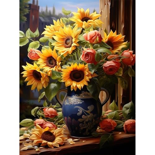 Diamond Painting Sonnenblume-5D Diamond Painting Erwachsene Blume,Blumen Diamond Painting Bilder für Home Wand Dekor(Blume,30x40cm) von Viart