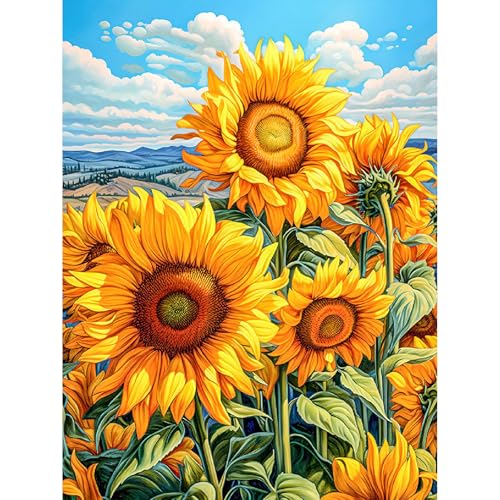 Diamond Painting Sonnenblumen-5D Diamond Painting Erwachsene,Blumen Diamond Painting Bilder für Home Wand Dekor(30x40cm) von Viart