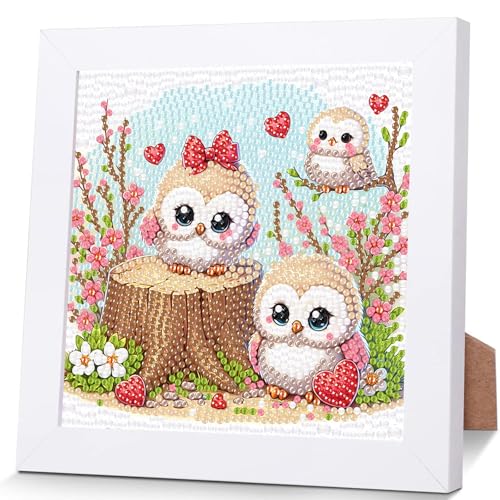 Eule Diamond Painting Kinder mit Rahmen,Diamant Painting Bilder Kinder Eule,Tier Diamond Painting Kinder ab 4 6 8 10 12 Jahren(15x15cm) von Viart