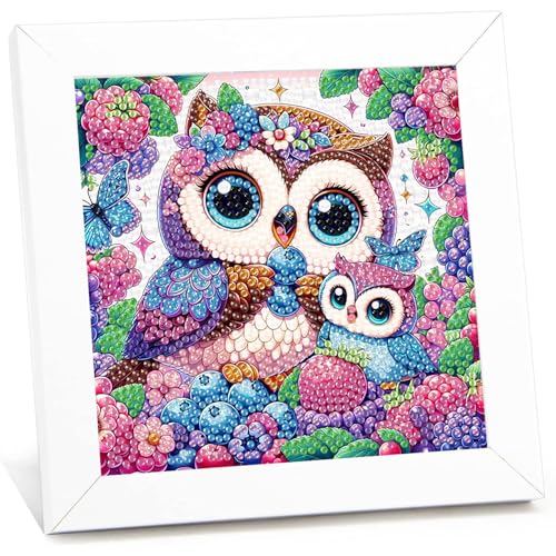 Eule Diamond Painting kinder mit Rahmen-Eule 5D Diamond Art Anfänger Bilder Kinder,Eule Diamant Painting Home Decor Geschenk für Kinder ab 6 Jahren(15x15cm) von Viart