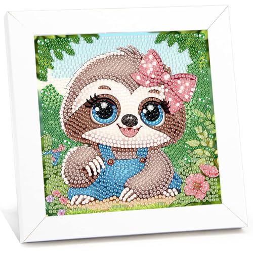 Faultier Diamond Painting kinder mit Rahmen-Faultier 5D Diamond Art Anfänger Bilder Kinder,Faultier Diamant Painting Home Decor Geschenk für Kinder ab 6 Jahren(15x15cm) von Viart