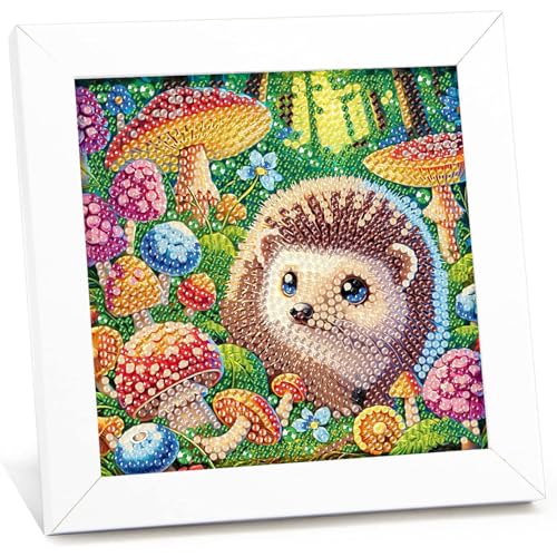 Igel Diamond Painting kinder mit Rahmen,Igel 5D Diamond Art Anfänger Bilder Kinder,Diamant Painting Home Decor Geschenk für Kinder ab 6 Jahren(15x15cm) von Viart