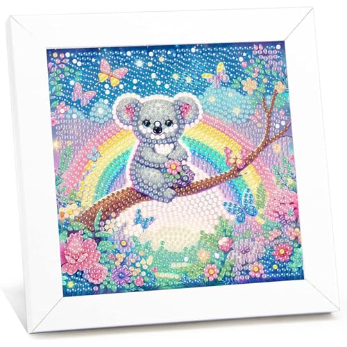 Koala Diamond Painting kinder mit Rahmen,Koala 5D Diamond Art Anfänger Bilder Kinder,Diamant Painting Home Decor Geschenk für Kinder ab 6 Jahren(15x15cm) von Viart