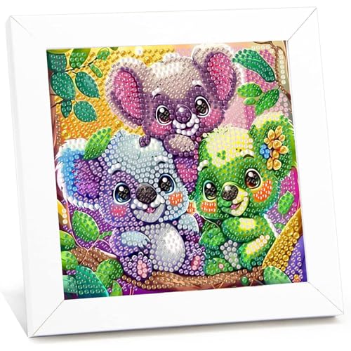 Koala Diamond Painting kinder mit Rahmen,Koala 5D Diamond Art Anfänger Bilder Kinder,Diamant Painting Home Decor Geschenk für Kinder ab 6 Jahren(15x15cm) von Viart