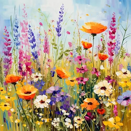 Viart Malen Nach Zahlen Blume-Malen nach Zahlen Erwachsene Blumen,Blume Paint by Numbers Adult für Home Wand Dekor 40x40cm von Viart